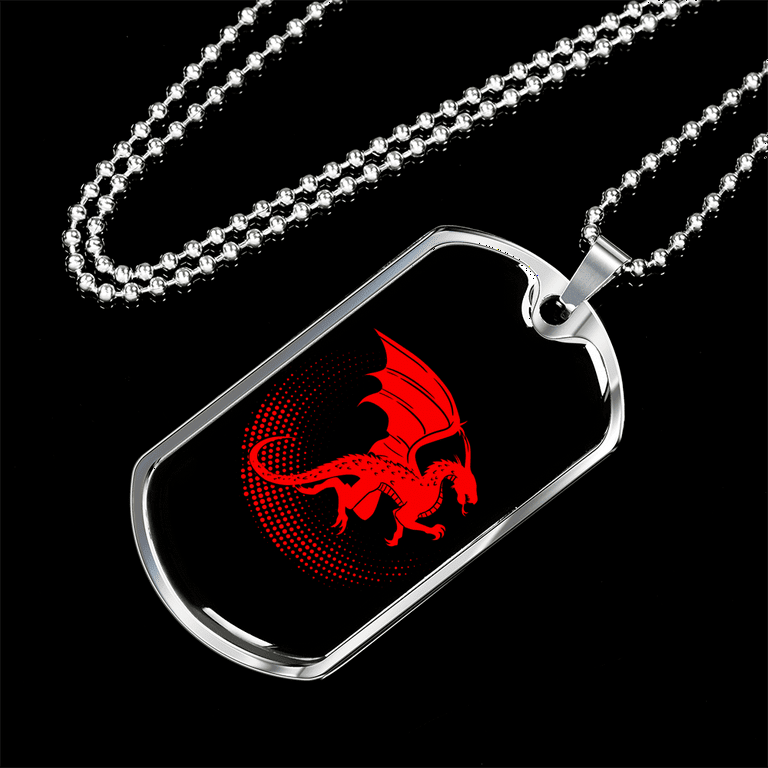 Dog Tag Dragon チェーン付き Men's Black Diamond Dragon Dog Tag Necklace 1 ct tw Sterling