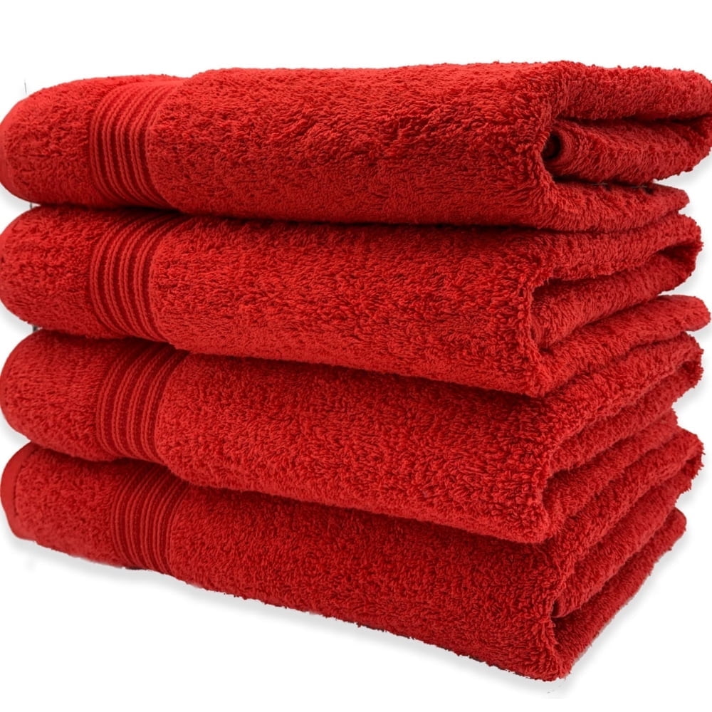 HURBANE HOME 4 Piece Super Soft Bath Towels for Bathroom, Highly Absorbent, Cotton Towels, (Red)