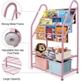 thumbnail image 3 of aboxoo Children's Bookshelf Freestanding Corner Metal Bookcase 5-Tiers Pink 25 in for Kid's Room Storage Pink Girls Women Stable Bookcase Bookstore Living Bed Room Library Book for Small Place, 3 of 9
