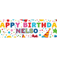 thumbnail image 4 of Colorful Personalized Happy Birthday Banner with Balloons Gifts Party Hats Background Party Decoration Photography Prop Birthday Party Supplies Birthday Decoration Backdrop, 4 of 8
