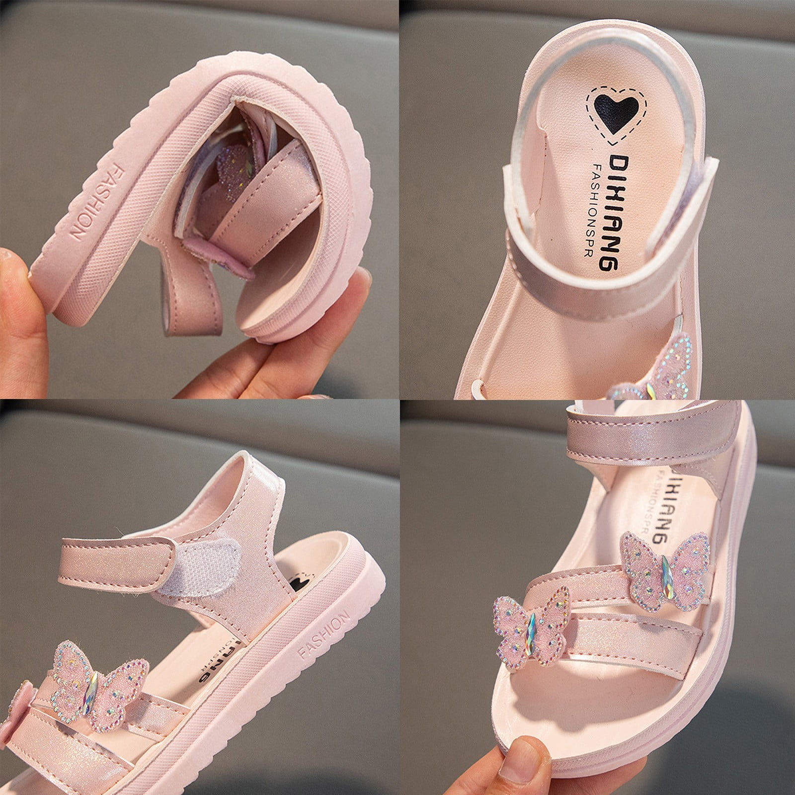 enyan Girls Summer Sandals Flat Open-Toe Lightweight Sandals for Toddler Little Kids Little Girls Sandals,Pink,Size 3