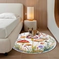 thumbnail image 2 of Spring Botanical Round Area&nbsp;Rug 6ft Farmhouse Mushroom Watercolor Leaf Wildflower Non-Slip&nbsp;Washable Circle Rugs Soft Felt Indoor Floor Mat for Bedroom Kitchen Living Room Bathroom, 2 of 9