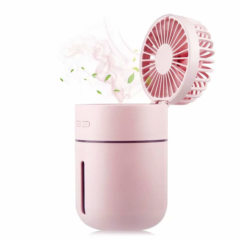 iCreation Mini Humidifier 3-in-1 Portable Mist Humidifier with USB Fan LED Light Black Auto Shut Off Protection 