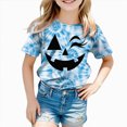 thumbnail image 4 of KPOPLK Girls Halloween T Shirt Cute Tie Dye Graphic Short Sleeve Crew Neck Kids Fall Party Top Size 8-9 Years,Blue, 4 of 5
