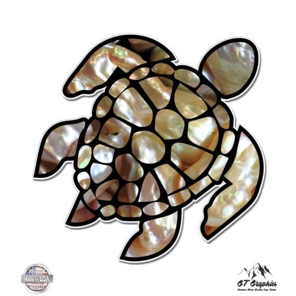 Sea Turtle Pearl Background - 3" Vinyl Sticker - For Car Laptop I-Pad Phone Helmet Hard Hat - Waterproof Decal