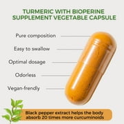 Healblend Organic Turmeric Curcumin with BioPerine Black Pepper - 95% Standardized Curcuminoids High Absorption for Joint Support Supplement, Herbal Formula - 60 Capsules