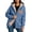 Blue, variant on Womens Sherpa Lined Sweatshirts Winter Warm Halloween Printed Zip Up Drawstring Hoodies with Pockets Casual Soft Comfortable Fleece Jackets