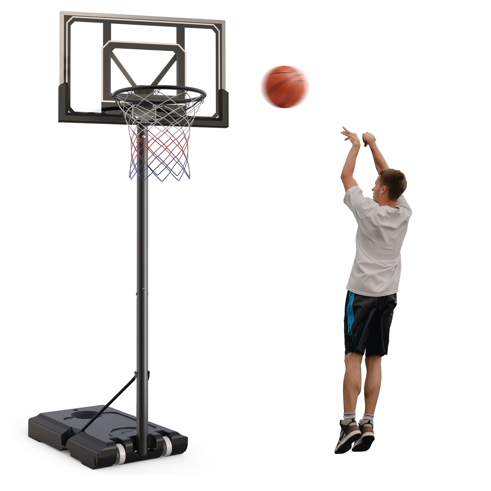 VIRNAZ 44" Portable Basketball Hoop Goal 4.8 10 Ft. Height Adjustable