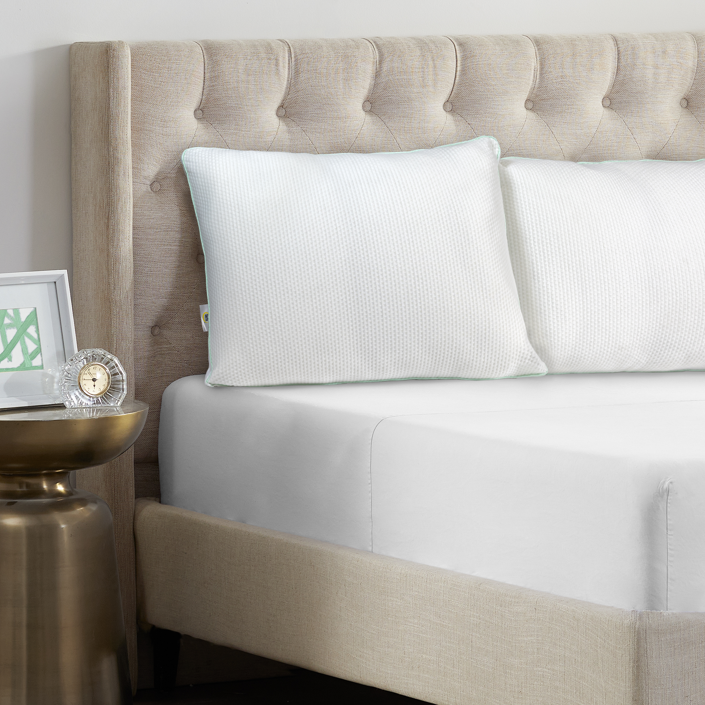 Serta Sleep True Spa Soft Medium Firm Pillow, Standard/Queen, White, 2 Pack, Polyester