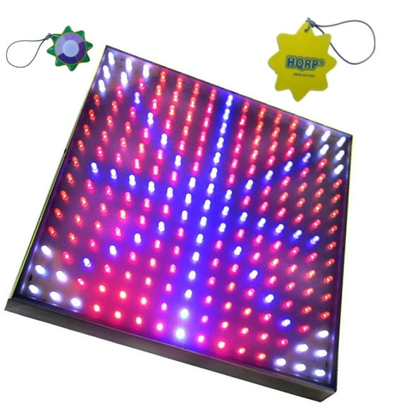 HQRP New QUAD-BAND 12" Square LED Grow Light System Blue / Red / Orange / White 225 LED 14W   Hanging Kit
