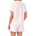thumbnail image 3 of INSPIRE CHIC Women's Lounge Set Strawberry Print Ruffle Frill Cute Pattern Button Down Short Sleeve Pajama Shorts Sets S Light Pink, 3 of 6