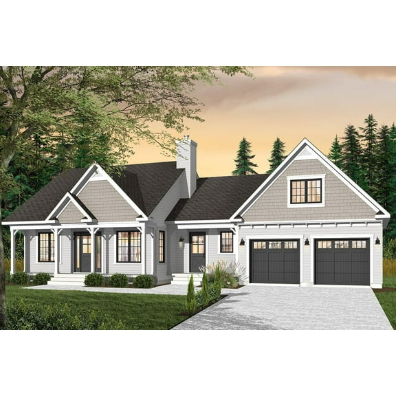 728-3620: Traditional Country 3 Bed, 2 Bath Luxury Home Plan, 1398 Sq Ft: Full Blueprints with License to Build by Home Plan Marketplace - Lesuto