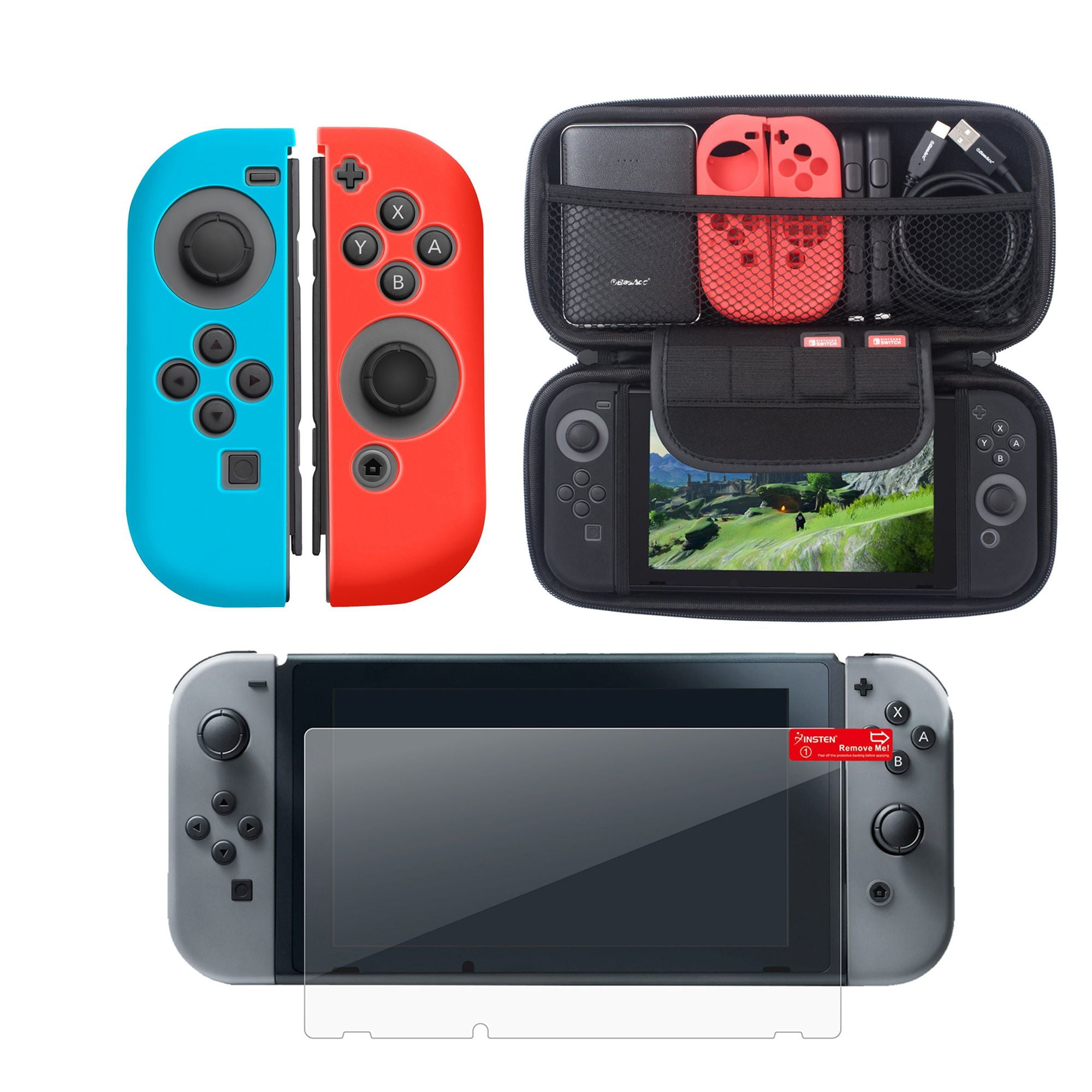 Nintendo Switch 4in1 Starter Kit, by Insten Carry Travel Hard