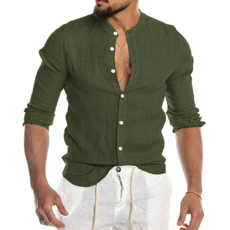 

Pianpianzi Long Sleeve Scrub Tee See Thru Tops Men Mens Workout Tops plus Size Men s Fashion Casual Solid Color Collar Cardigan Long Sleeve Shirt Top