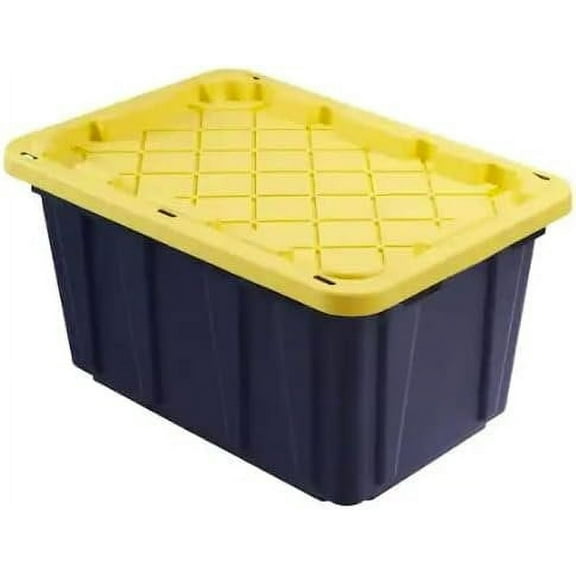 HDX Strong Box Plastic Storage Tote Polypropylene 27 Gal, Black and Yellow