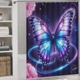 thumbnail image 2 of Dreamy Purple Butterfly Pattern Shower Curtain Bathtub Decor Bathroom Fabric Waterproof Curtains Shower, 2 of 6