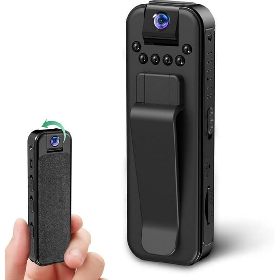 Mini Camera HD 1080P Portable Audio & Video Recorder with 180° Rotatable Lens Wearable Camcorder with Night Vision Police Body cam for Sport/Delivery/Travel/Law Enforcement