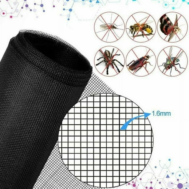 Reemplazo de mosquitero de fibra de poliéster para ventanas, fácil instalación con cepillo de limpieza, adecuado para todo tipo de puertas y ventanas (300 x 120 cm)