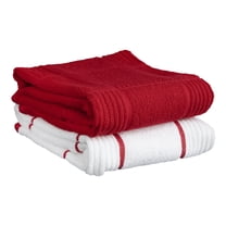 T-fal Solid & Checked Parquet Kitchen Towels, 2-Pack, Red