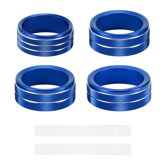Unique Bargains 4 Pcs Air Conditioner Audio Headlight Control Switch Knob Cover Ring for Jeep Wrangler JL JLU 2018-2024 Air Conditioning Button Cover Trim Blue