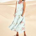thumbnail image 4 of Ovticza Cute Summer Dresses for Women Trendy Boho Flowy Maternity Maxi Dresses Floral Tank Long Sundresses Sleeveless Cotton Linen Sundresses Over 50 with Pockets Light Blue 4XL, 4 of 7