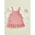 thumbnail image 5 of Elippeo Baby Girls 3Pcs Spring Outfits 3 6 9 12 18 24 Months Heart Print Romper + Suspender Skirt + Headband Set Newborn Clothes, 5 of 10