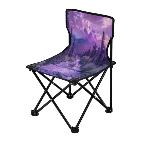 Outdoor Folding Chair 14.46x14.46x22.83 Inches, Camping Folding Chair Easy to Carry Ideal for Outdoor Picnics Camping Park Fishing Purple Forest