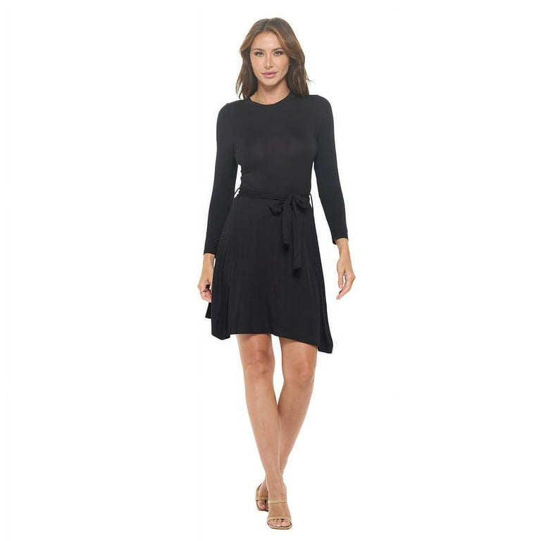 knee length dresses for ladies Elegant Pleated A-Line Long Sleeve Chiffon Midi Dress for Wedding Guests
