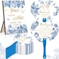 thumbnail image 1 of Wedding Fans Roowest 101 unidades para invitados con letrero de mesa azul, 1 of 7