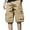 Khaki, variant on zeranth Men Cargo Shorts Loose Straight Multi Pockets Elastic Waist Casual Knee Length Deep Crotch Breathable Men Summer Sport Streetwear Shorts