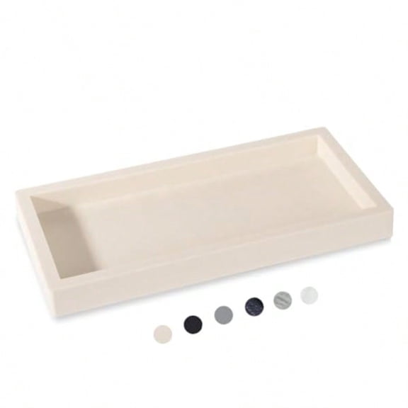 Bathroom Tray Small Vanity Tray Silicone Soap Dish Sponge Holder Kitchen Sink Organizer Bathroom Accessories for Countertop Toilet Shower - Beige