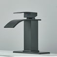 thumbnail image 3 of Matte Black Bathroom Basin Sink Faucet Waterfall 3 Holes Mixer Tap with Cover, 3 of 9