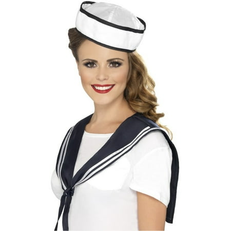 Womens Navy Sailor Yacht Boat Captain Scarf And Hat Kit Costume Accessory