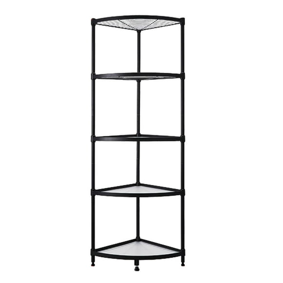 Yeacher 5-Tiers Corner Rack Organizer Shelf Storage Rack Detachable Free-standing Adjustable Tier Spacing Durable Carbon