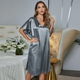 thumbnail image 6 of FLMEI Women Night Shirts Sleepwear//Night Dress for Women/Satin Nightgown//Womens Sleep Shirts//V Neck Side Split Sleepshirt Short Sleeves Sleepwear, 6 of 8