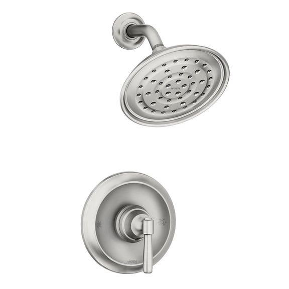 Moen Halle Spot Resist Brushed Nickel Shower Faucet Trim Set featuring Wide Showerhead and Lever Handle with Posi-Temp Valve Included
