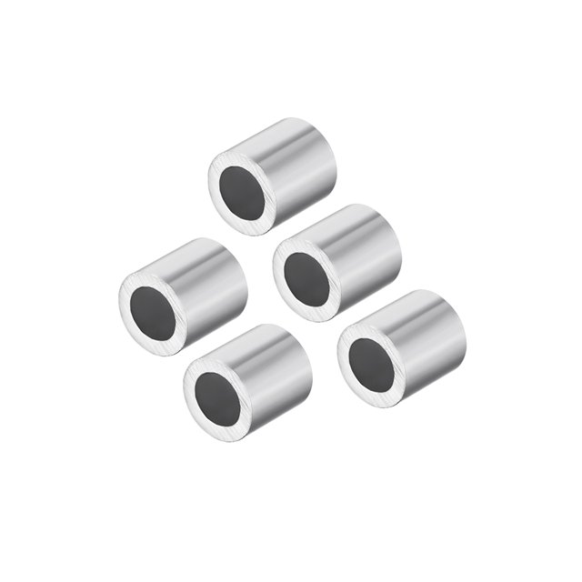 Unique Bargains M3 Aluminum Sleeve Crimp 3mm(1/8 In) Steel Wire Rope Button Stop 100 Pcs