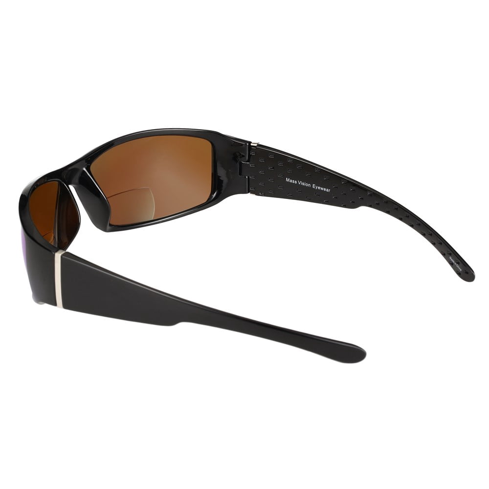 "The Contender" Polarized Full Frame Sport Wrap Bifocal Sunglasses for Men and Women - Open Road Blue - 1.75