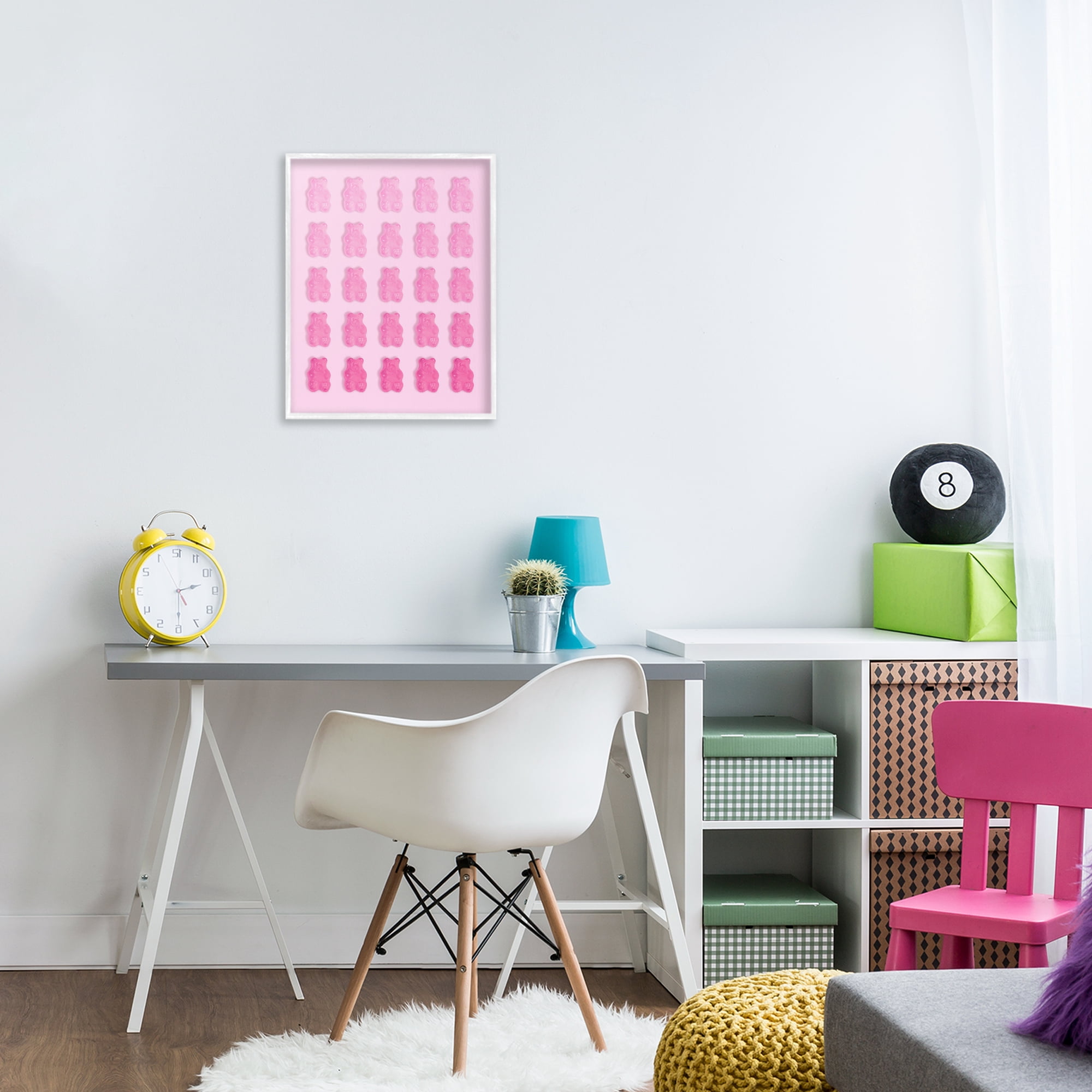 Stupell Industries Gradient Pastel Pink Bears White Framed Giclee Art, design by LISH Creative