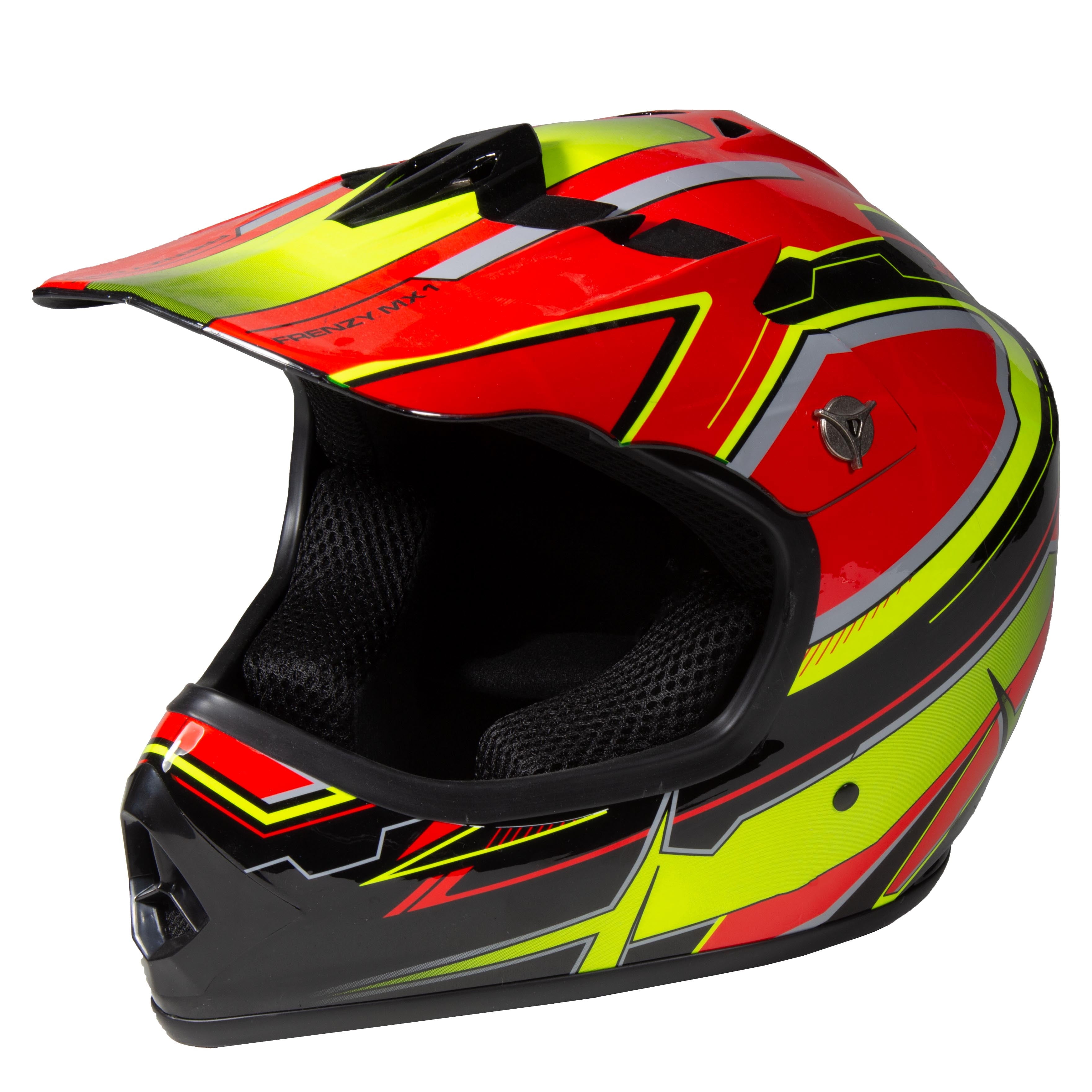 Fuel Helmets Youth Kids Frenzy Off-Road MX Helmet DOT Approved, Red/Yellow, Youth Medium