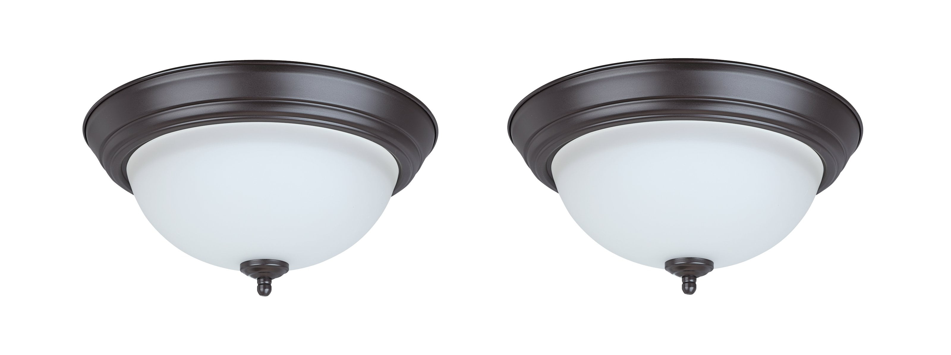 Bronze and Frosted Glass LED Flush Mount Ceiling Light, 11" Diameter, 2 Pack
