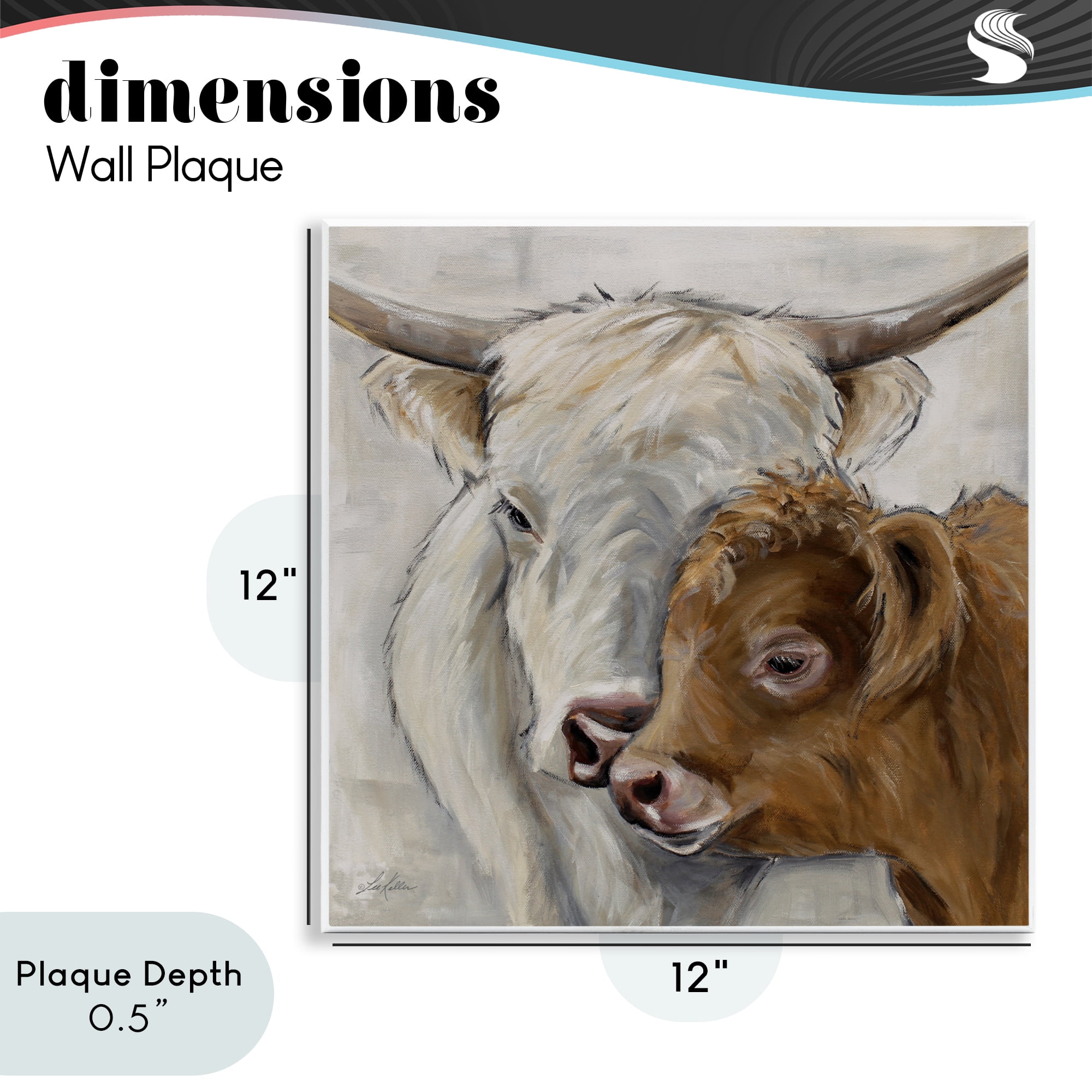 Stupell Industries Highland Cow & Calf Contrasts Wall Plaque Art, design by Lee Keller