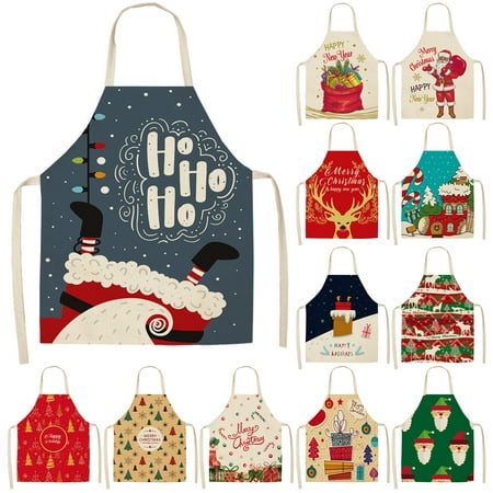 

Jiaroswwei Linen Christmas Design Santa Claus Home Kitchen Cooking Baking Party Prop Apron