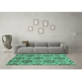 thumbnail image 3 of Ahgly Company Machine Washable Indoor Square Abstract Turquoise Blue Modern Area Rugs, 6' Square, 3 of 4