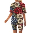 thumbnail image 7 of VBVC Women's 4th of July 2 Piece Set, Ladies' Flag Print V-Neck Top and Biker Shorts, Patriotic Summer Loungewear For Women,Wine,S-3XL, 7 of 7