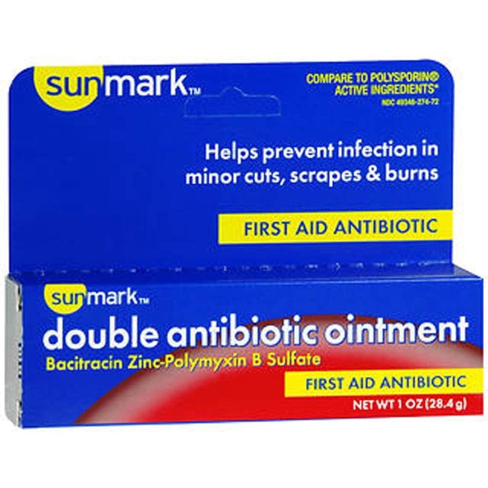 Sunmark Double Antibiotic Ointment Bacitracin Zinc & Sulfate 1 Ounce