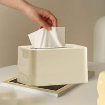 mtvxesu White Plastic Rectangular Tissue Box Cover Holder For Bathroom Home Office And Car Decor, 1 Count