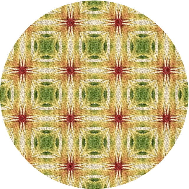 Ahgly Company Tapis de Zone Rond Lavable en Machine Intérieur Transitionnel Brun Doré Foncé, 4 Pieds Rond