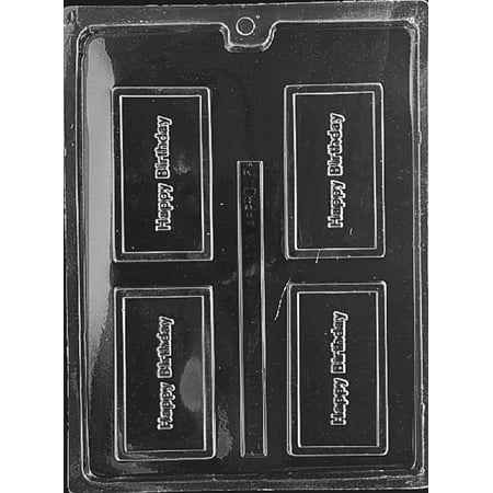 

Candyland Crafts Happy Birthday Chocolate Candy Soap Mold | Molding Chocolate Soap or Plaster - Food Safe Plastic Cake Decoration - BC005 - (8 Pack)