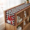thumbnail image 6 of Table Runners 72 Inches Long Dress Scarves, Valentine's Day Farmhouse Kitchen Table Runner, Coffee Tablerunners, Retro Gnomes Love Rose Wooden Plaid 18x72 Inch, 6 of 9